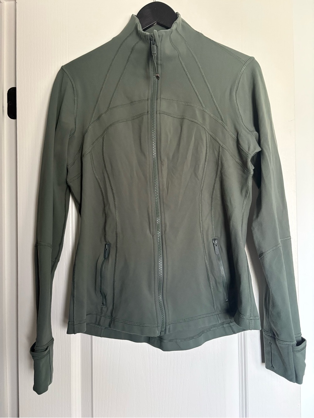 Lululemon Define Jacket Dark Forest Luon Full Zip Thumbholes Size 12